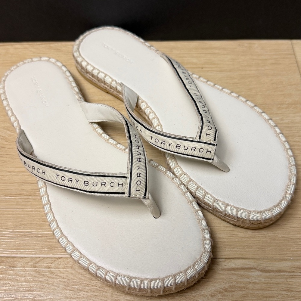 Tory Burch Women's White Logo-Detail Espadrilles sandals